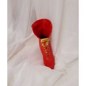 Red boot vase